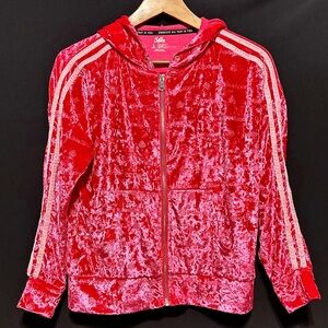 Y2K JUSTICE Velour Zip Hoodie McBling Juicycore 2000s Glam Barbiecore Tween